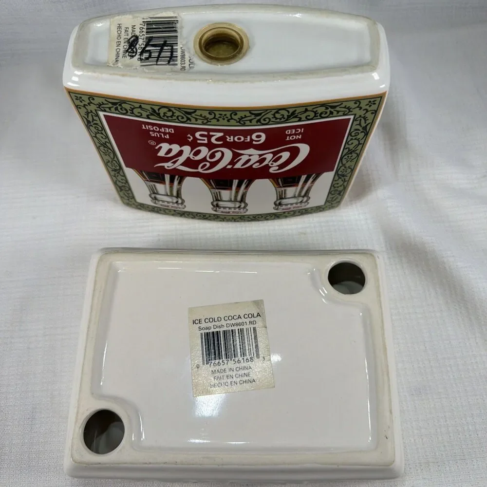 Vintage Coca-Cola Ceramic 2-Piece Bathroom Accessory Set